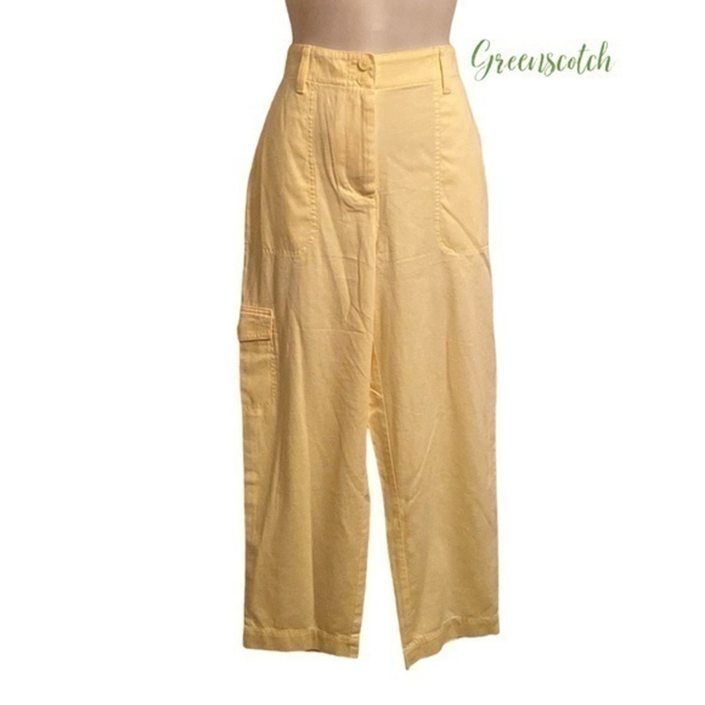 NWT Talbots soft yellow supersoft cargo crop straight leg pants 4